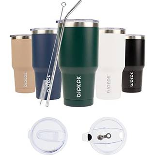 Bjpkpk 30oz tumbler med låg og strå rustfrit stål vakuumisolerede kaffetumblere Isoleret rejse krus vandkop med lækagebesæt låg hær grøn