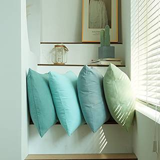 Wemeon stor bl? dekorativ pude d?kker 18x18in s?t med 4 moderne sofa puder solid farve bl?d dekorativ firkant kast pude cover boligindretning dek