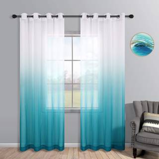 Koufall teal gardiner 84 tommer længde til soveværelse kystindretning par sæt 2 paneler ombre aqua blå turkis gradient grommet vindue ren gennems