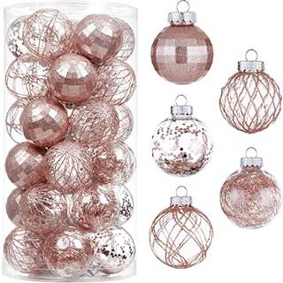 30CT Christmas Ball Ornamenter-60mm/2.36 """" Shatterfast Clear Plastic Xmas Balls Baubles sat med udstoppede delikate mousserende hængende juletræ