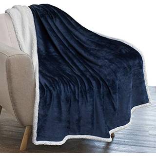 Pavilia Navy Blue Sherpa fleece kast t?ppe til sofa bl?d tyk senget?ppet til sofa hyggeligt varmt kast t?ppe hele s?son fuzzy plys vinter t?ppe m