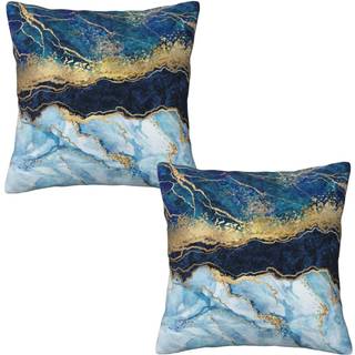 Marinebl? bl? guld marmor teal bondeg?rd kast pude d?kker 18x18 i pillow case bl?d pudebetr?k pude cover
