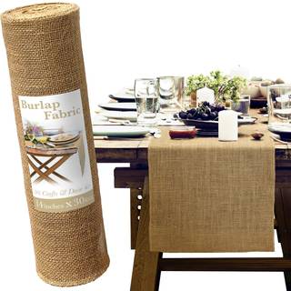 Natural Burlap Table Runners - 14 tommer x 30 fod burlap rulle til spisestue bord Mantel og udendørs - Rustik bondegård Jute Table Runner D? Cor