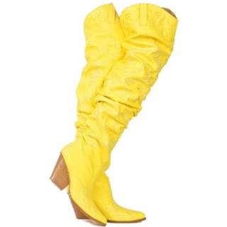Cape Robbin Kelsey-30 Rock Star Western spetsig slouchy över knälåret gul SZ: 10