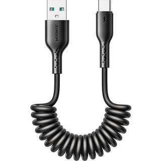 Joyroom 3A sammenrullet hurtigopladningsdatakabel til bil, USB-A til USB-C 1,5m - Sort