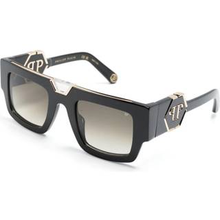 Philipp Plein Mand SPP092M PLEIN GLOOM 700 Solbriller Acetat Sort Grøn Firkantet Normal Skygge