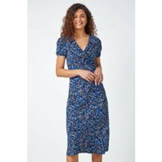 Roman Roman Dyreprint Twist Front Midi Stræk Kjole