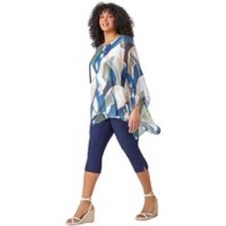 Roman Roman Blue Curve Abstract Chiffon Overlay Top