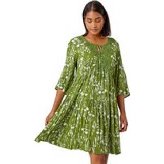 Roman Floral Print Lace Detail Smock Dress40