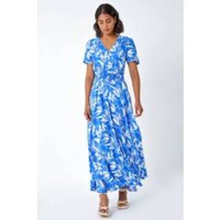 Roman Roman Blue Floral Print Button Detail Maxi Dress