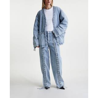Rotate Lace-detail straight jeans - blue - 27