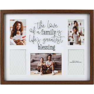 Prinz 5-åbning 20 """" x 16 """" Family Blessings Shadowbox Picture Frame viser fire 4x6 og en 5x7 fotos i hvid-mørk brun
