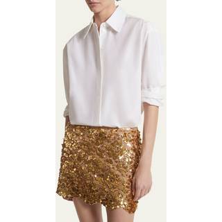 MK Hand-Embroidered Sequin Floral Lace Skirt - Gold - Michael Kors - EU 34