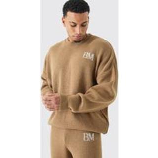 Mens Stone Oversized Drop Shoulder Branded Jumper