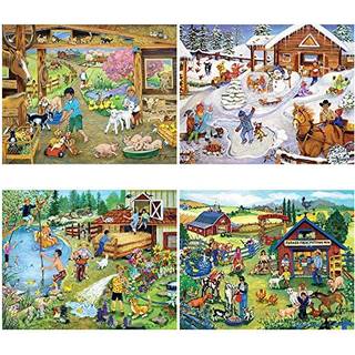 Bits og brikker - 4-i-1 multi-pakke - 300 brikker puslespil til voksne - hver m?ler 16"""" x 20"""" (46 cm x 61 cm) - Sjov p? g?rden af ???unstneren