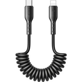 Joyroom 30W sammenrullet hurtigopladningsdatakabel til bil, USB-C til Lightning 1,5m - Sort