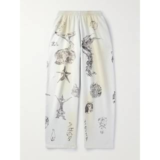 Balenciaga - Wide-Leg Printed Distressed Cotton-Jersey Sweatpants - Men - Neutrals - S