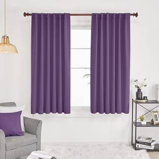 Deconovo Blackout -gardiner til køkkenvindue - Tab og stanglomme gardiner værelse mørkere gardiner 52x45 tommer lilla drue 2 paneler