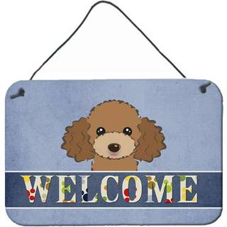 """" Caroline's Treasures BB1442DS812 Chocolate Brown Poodle Welcome Wall eller Door Hanging Prints 8 X 12 """" ""Multicolor"" ""