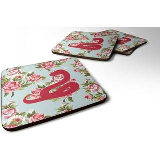 """" Caroline's Treasures BB1124-RS-BU-FC Snake Shabby Chic Blue Roses Foam Coasters (Sæt på 4) 3.5 """" ""H X 3,5"" """" ""W Multicolor"" ""