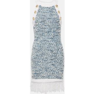 Balmain Fringed tweed minidress - blue - XL