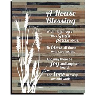 House Blessing Rustic Wood Plaque - Keyhole til h?ngende lavet i USA - 11.75 """" X 15 """" Plaques Wall Art Decoration til dit hjem eller kontor Et