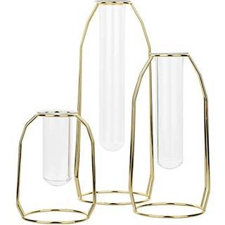 Koyal engros 3 stykke guld metalklart glas testr?r knopp vase hydroponic plante vase indehavere