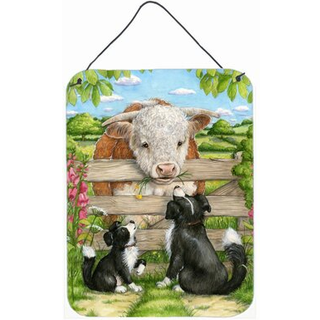 """" Caroline's Treasures Bull og Pup Friends af Debbie Cook Wall eller Door Hanging Prints CDCO0378DS1216 16HX12W multicolor """"