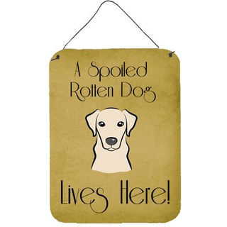 """" Caroline's Treasures BB1470DS1216 GUL LABRADOR BESÆTTET HUND LIVE HER Væg eller dør hængende tryk 16 x 12 """" ""Multicolor"" ""