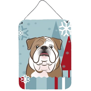"""" Caroline's Treasures Winter Holiday English Bulldog Wall eller Door Hanging Prints BB1715DS1216 16HX12W Multicolor """"