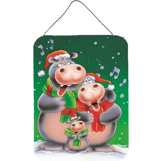 """" Caroline's Treasures Hippo Family Caroling Wall eller Door Hanging Prints AAH7195DS1216 16HX12W Multicolor """"