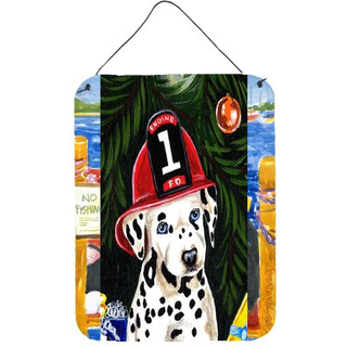 """" Caroline's Treasures Fire Fighter Christmas Dalmatian Wall eller Door Hanging Prints AMB1317DS1216 16HX12W Multicolor """"