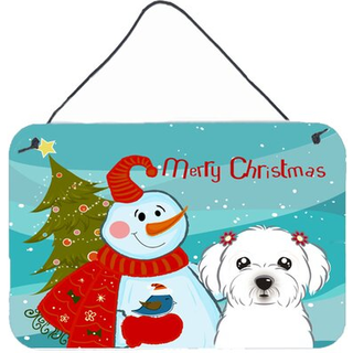 """" Caroline's Treasures Snowman med maltesisk væg eller dør hængende tryk BB1828DS812 8HX12W """"
