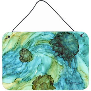 """" Caroline's Treasures 8952DS812 Abstract i Teal Flowers Wall eller Door Hanging Prints 8 X 12 """" ""Multicolor"" ""