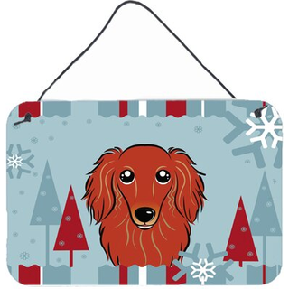 """" Caroline's Treasures Winter Holiday Longhair Red Dachshund Wall eller Door Hanging Prints BB1710DS812 8HX12W """"