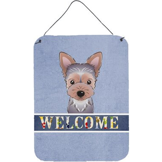 """" Caroline's Treasures BB1418DS1216 Yorkie Puppy Welcome Wall eller Door Hanging Prints 16 X 12 """" ""Multicolor"" ""