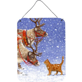 """" Caroline's Treasures Reindeers & Cat Wall eller Door Hanging Prints ASA2015DS1216 16HX12W Multicolor """"