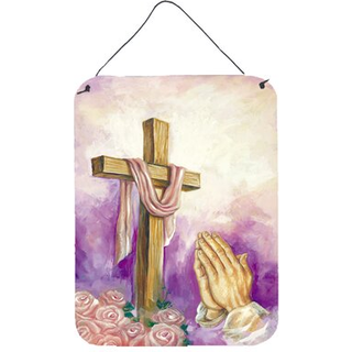 """" Caroline's Treasures Easter Cross med bedende hænder væg eller dør hængende tryk APH2810DS1216 16HX12W multicolor """"