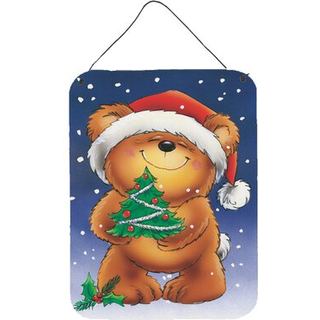 """" Caroline's Treasures Teddy Bear and Christmas Tree Wall eller Door Hanging Prints AAH7208DS1216 16HX12W Multicolor """"
