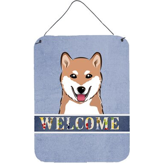 """" Caroline's Treasures BB1411DS1216 Shiba Inu Welcome Wall eller Door Hanging Prints 16 x 12 """" ""Multicolor"" ""