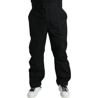 Dolce & Gabbana Sort Polyester Logo Straight Bukser & Jeans