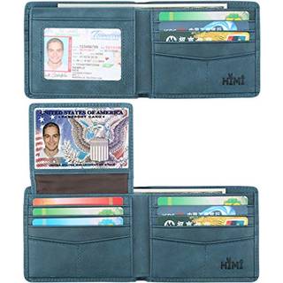 Tegnebog til mænd-genuine læder RFID-blokerende bifold stilfuld tegnebog med 2 ID-vindue (Ocean Blue)