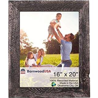 Barnwoodusa | Farmhouse 16x20 Picture Frame | 1 1/2 tommer st?bning | 100% genvundet tr? | Rustik | Smokey sort
