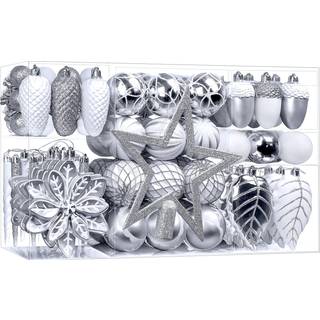 Shareconn 106pcs Julekugler Ornamenter S?t farverige knustfast plastdekorative kugler til juledekorationsferie med tr? til juledekor