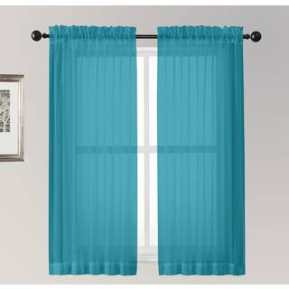 Ovzme rene gardiner 63 tommer l?ngde 2 paneler lysfiltreringsbehandlingsvindue gardiner til k?kken spisestue sovev?relse hver 42WX63L