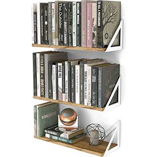 Wallniture Minori Wood Flydende hylder til vægopbevaring Vægboghylder til stueindretning Geometrisk trekanthylde sæt med 3 brændt finish