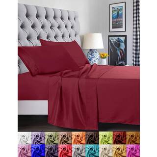 Elegant komfort 1500 Premier Luxury Hotel Quality Super Soft Wrinkle Free and Fade Resistant 4-Piece Bed Sheet Set Queen Burgundy