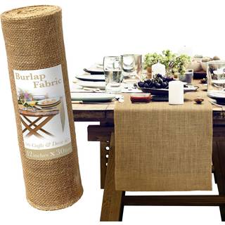 BURLAP TABLE RUNNERS - 12 tommer x 30 fod Burlap Roll til spisestue bord Mantel og udendørs - Rustik bondegård Jute Table Runner D? Cor til feste