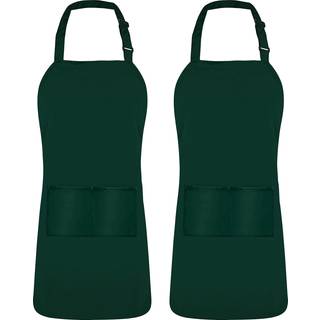Utopia Kitchen 2 Pack Bib Apron justerbar med 2 lommer vand og oliebestandig madlavning k?kken kok forkl?de til kvindelige m?nd