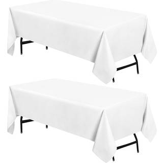 UTOPIA K?kkenrektangel Tabel klud 2 Pack [60x120 inches hvid] Tabgen Machine Washable Faby Polyester Table Cover til spisebuffetfester Picnic Eve